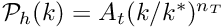 $ \mathcal{P}_h(k) = A_t (k/k^*)^{n_T} $