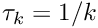 $ \tau_k = 1/k $